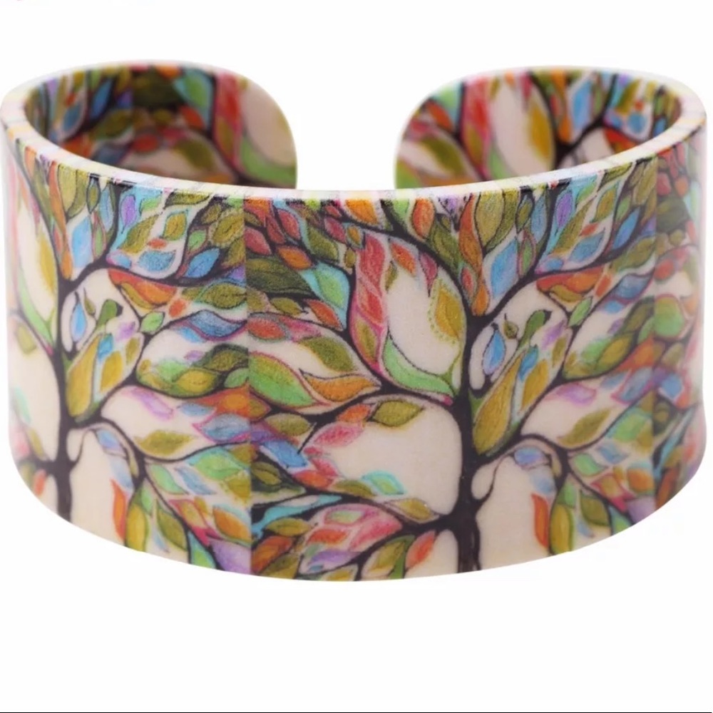 NEW Tree of Life Adjustable Acrylic Bangle Cuff - Picture 4 of 13